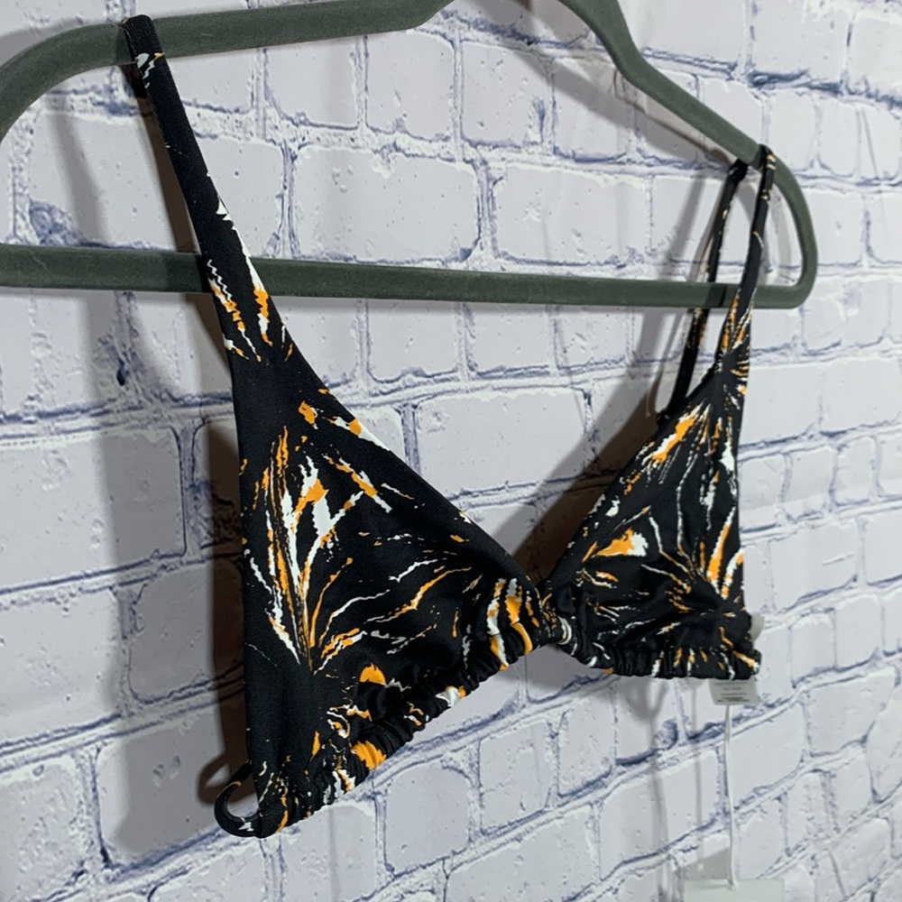 Andie Swim Womens Tropex Bikini Top Black Multicolor Print Beach Vacation L NWT - Picture 2 of 9